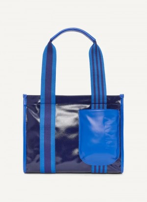 Blue DKNY Prospect Coated Canvas Medium Bags Tote Bags | USA-D0475
